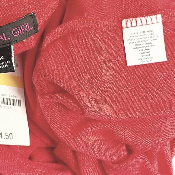 Coral T-shirt Dress W/Side Ruching Juniors M - Picture 7 of 8